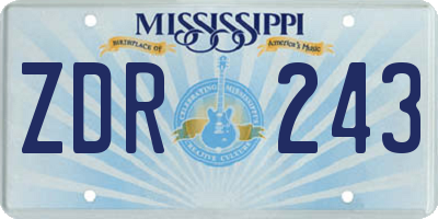 MS license plate ZDR243
