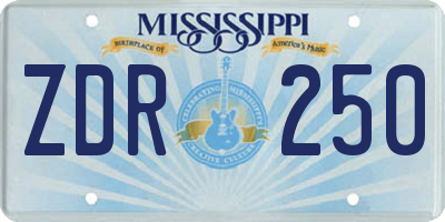 MS license plate ZDR250