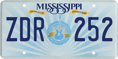 MS license plate ZDR252