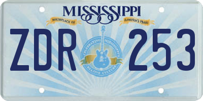 MS license plate ZDR253