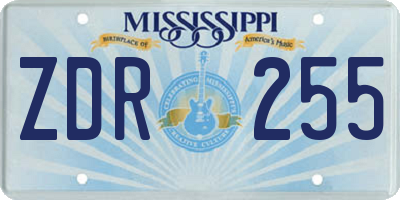 MS license plate ZDR255