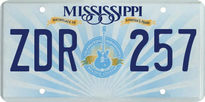 MS license plate ZDR257