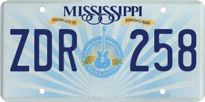 MS license plate ZDR258