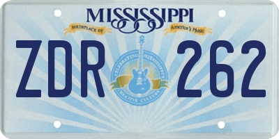 MS license plate ZDR262