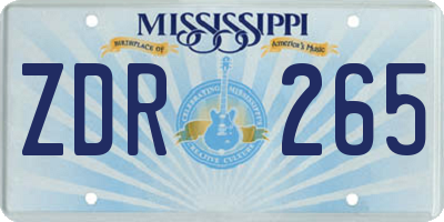 MS license plate ZDR265