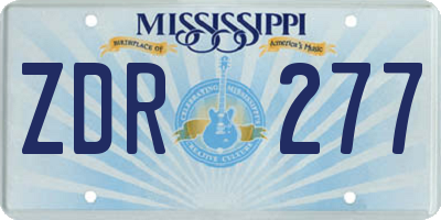 MS license plate ZDR277