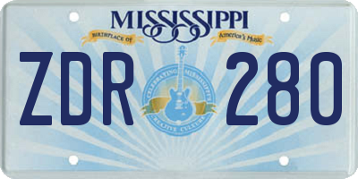 MS license plate ZDR280