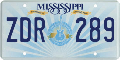 MS license plate ZDR289