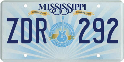 MS license plate ZDR292