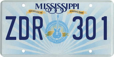 MS license plate ZDR301