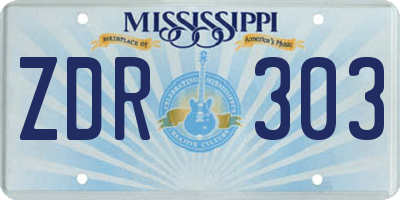MS license plate ZDR303