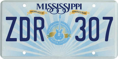 MS license plate ZDR307
