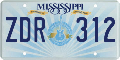 MS license plate ZDR312