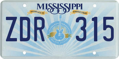 MS license plate ZDR315