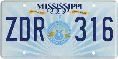 MS license plate ZDR316