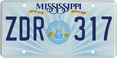 MS license plate ZDR317