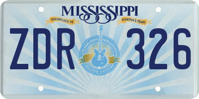 MS license plate ZDR326