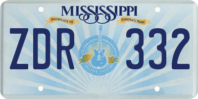 MS license plate ZDR332
