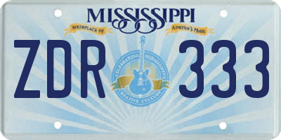 MS license plate ZDR333