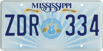 MS license plate ZDR334