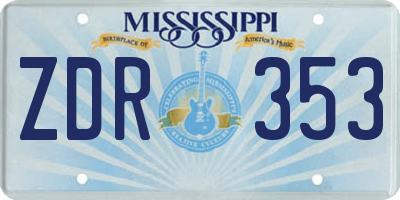MS license plate ZDR353