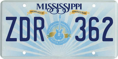 MS license plate ZDR362