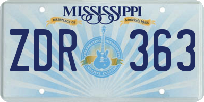 MS license plate ZDR363