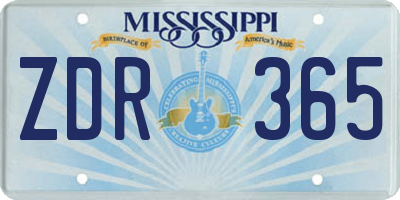 MS license plate ZDR365