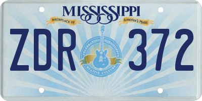 MS license plate ZDR372