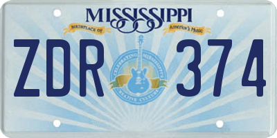 MS license plate ZDR374