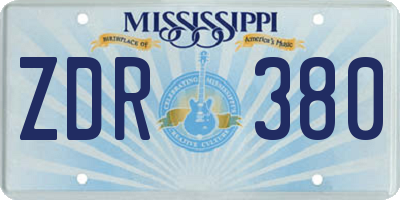 MS license plate ZDR380