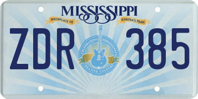 MS license plate ZDR385