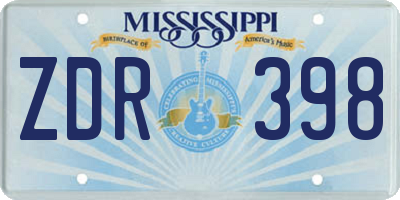 MS license plate ZDR398