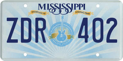 MS license plate ZDR402