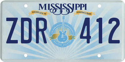 MS license plate ZDR412