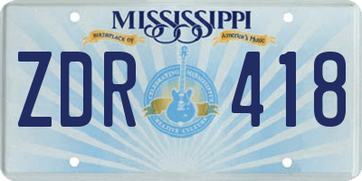 MS license plate ZDR418