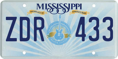 MS license plate ZDR433