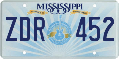 MS license plate ZDR452