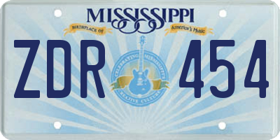 MS license plate ZDR454