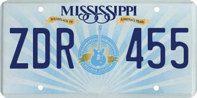 MS license plate ZDR455