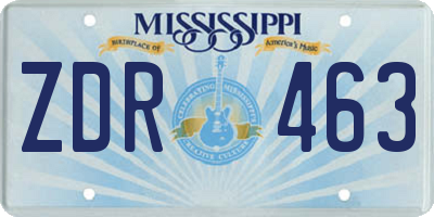 MS license plate ZDR463