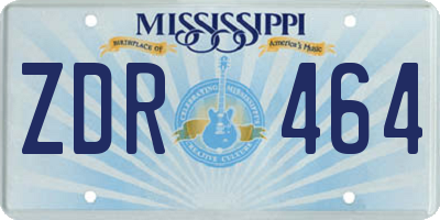 MS license plate ZDR464