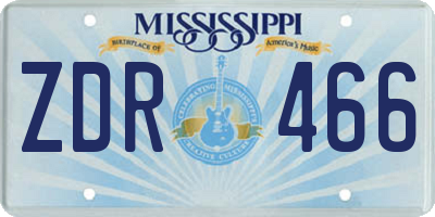MS license plate ZDR466