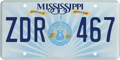 MS license plate ZDR467