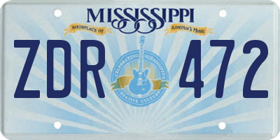MS license plate ZDR472