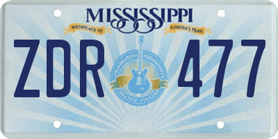 MS license plate ZDR477