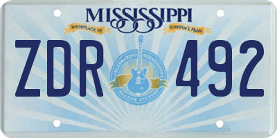 MS license plate ZDR492