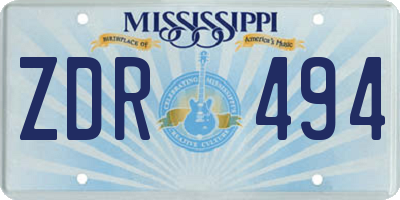 MS license plate ZDR494