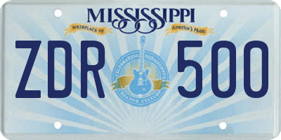 MS license plate ZDR500