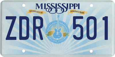 MS license plate ZDR501